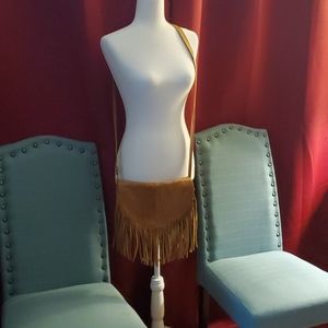 Handmade leather fringe crossbody bag